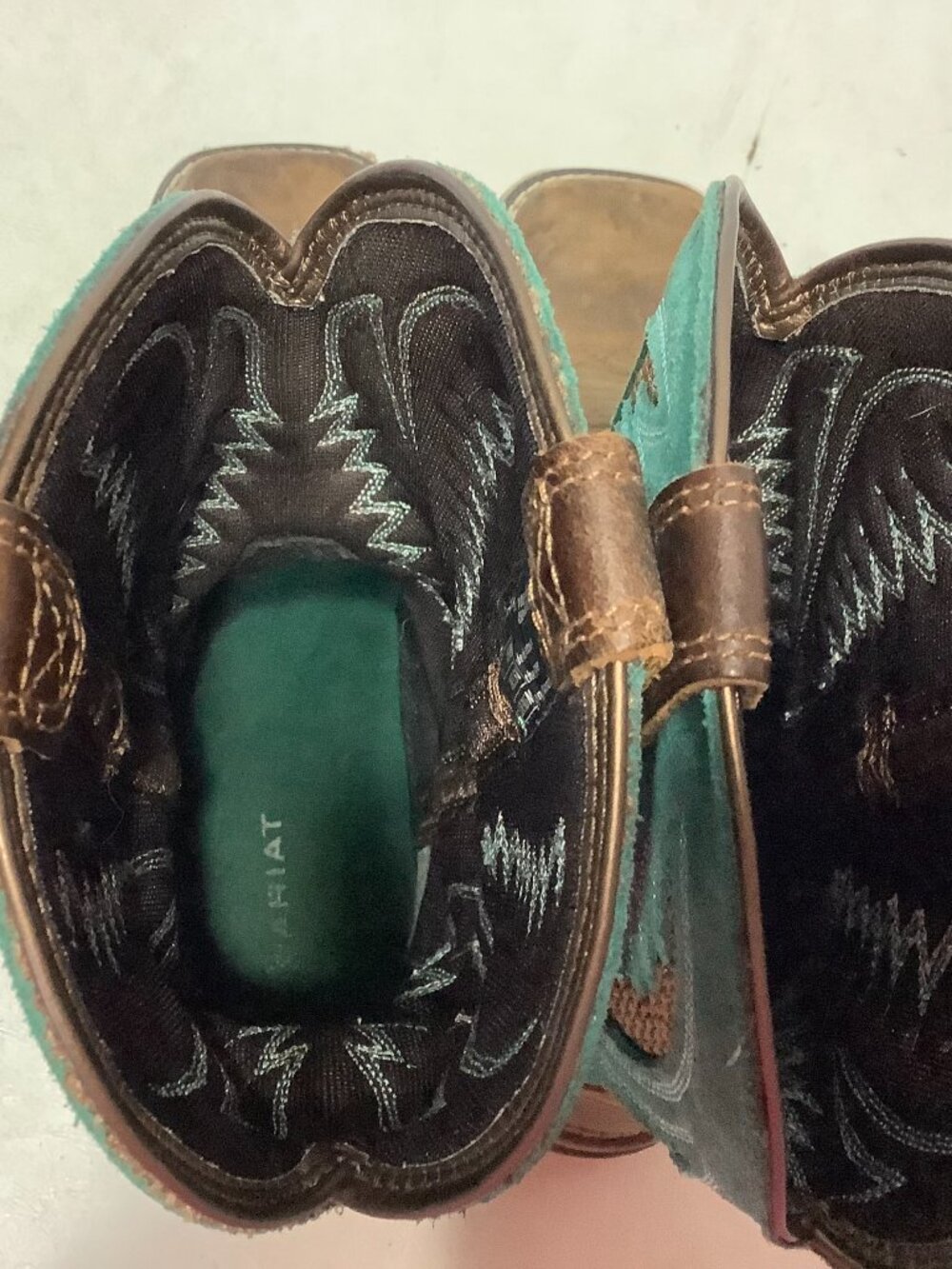 Women's Ariat Anthem VentTEK Boots Size 8 B Brown Turquoise Square Toe - Picture 10 of 12